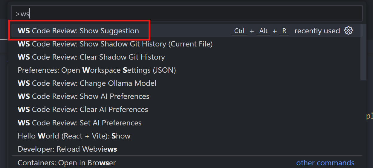 Command Palette: Show Suggestion