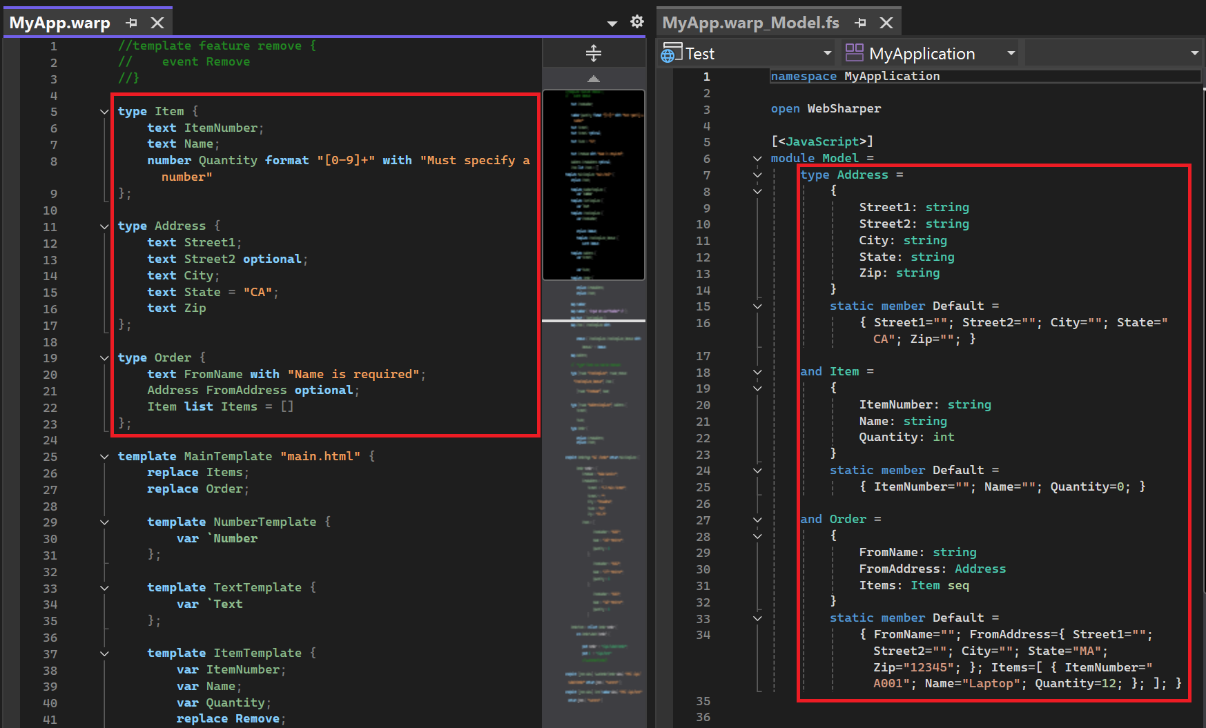 Spec types → typed F# models